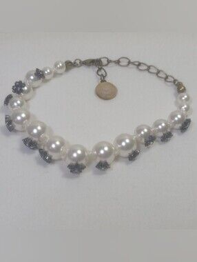 Faux Pearl Designer Star Burst Rhinestones Bracelet